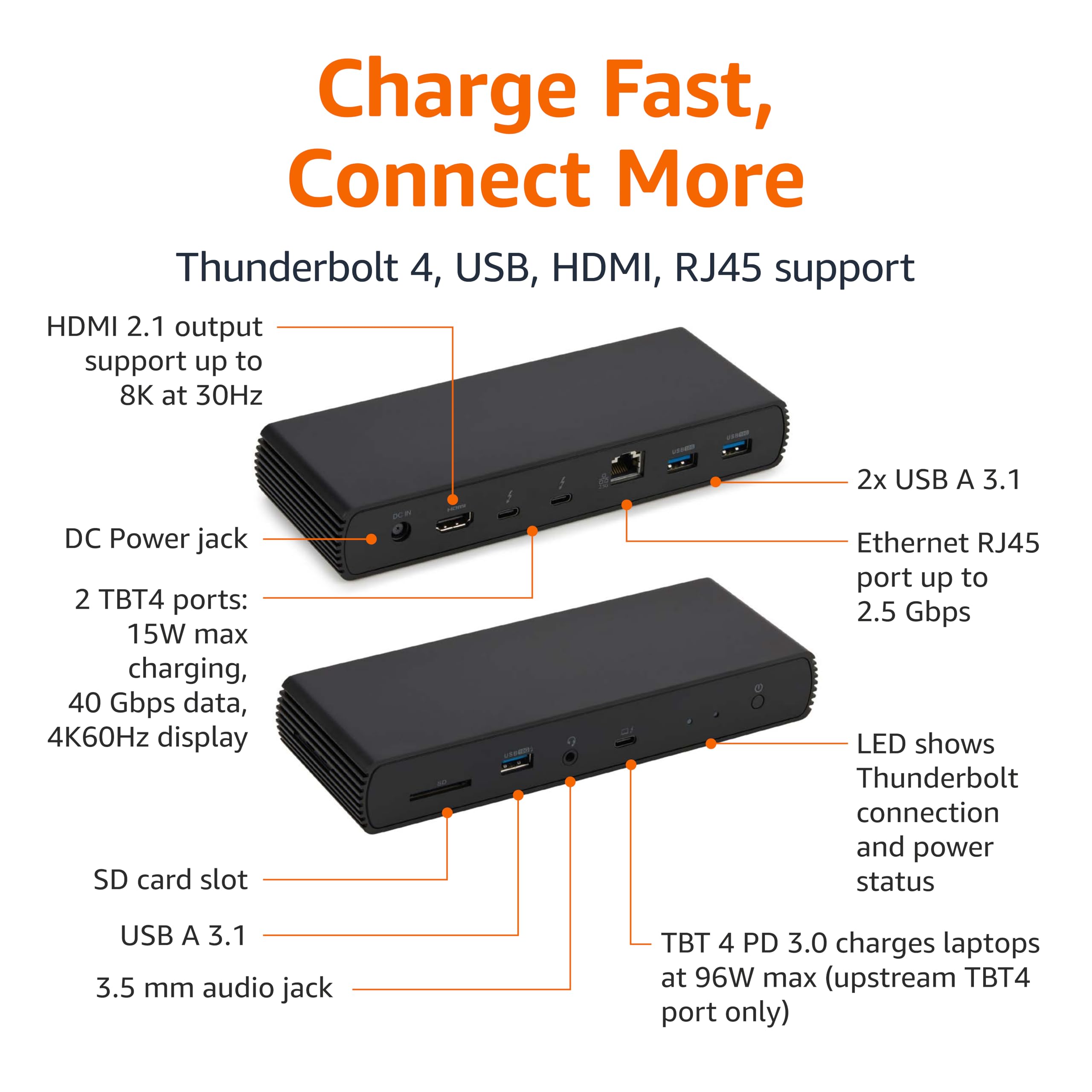 Amazon.com: Amazon Basics Thunderbolt 4 Pro Docking Station, Dual
